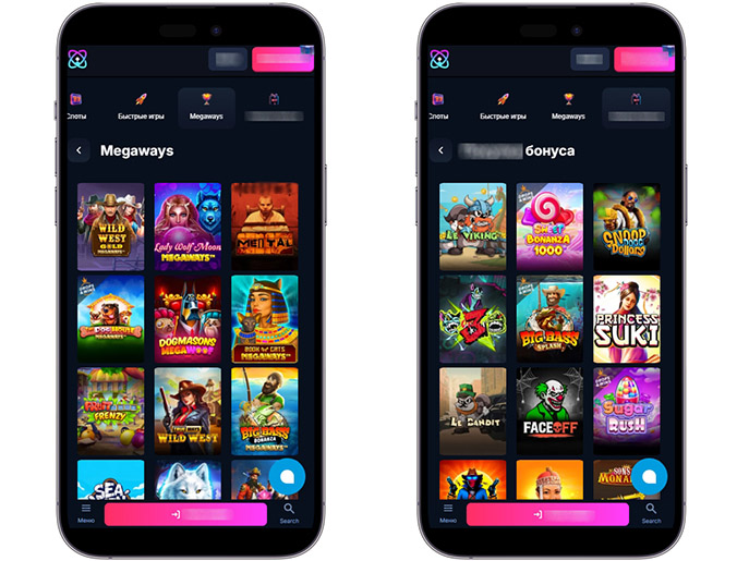 Игровой каталог Atom Casino
