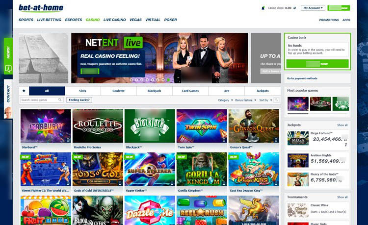 Интерфейс Bet At Home
