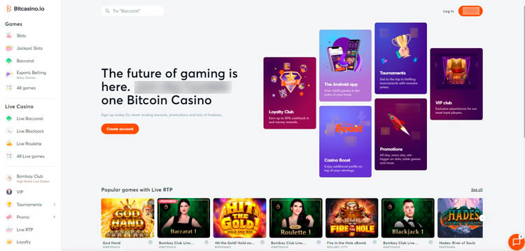 Интерфейс Bitcasino