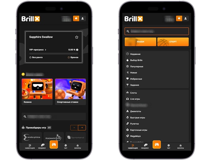 Интерфейс Brillx