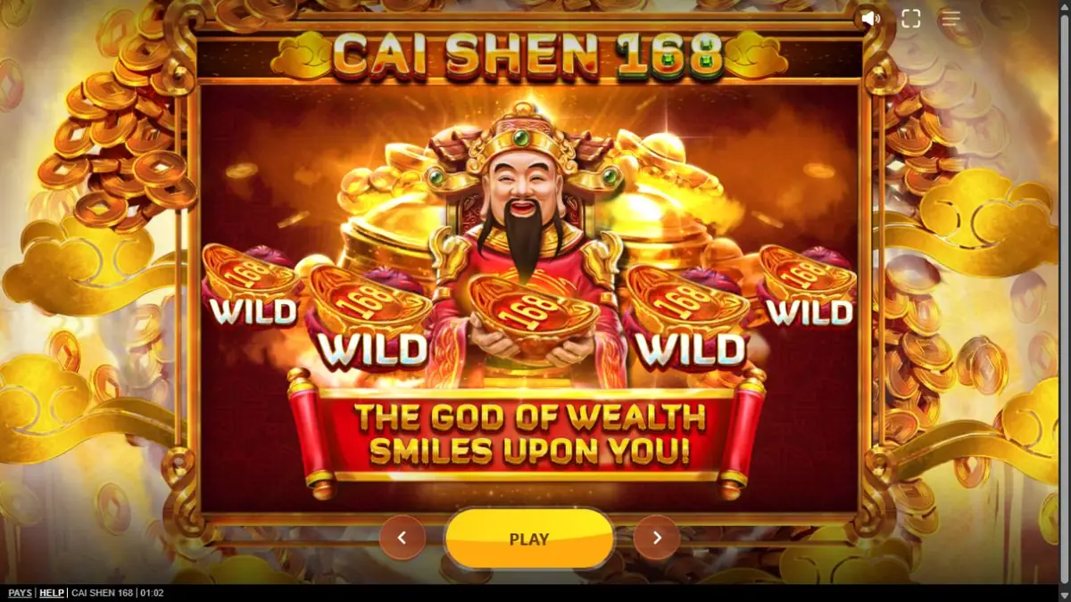 Стартовый экран бесплатного демо Cai Shen 168 от Red Tiger