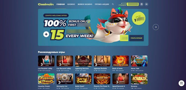 Интерфейс Casinoin