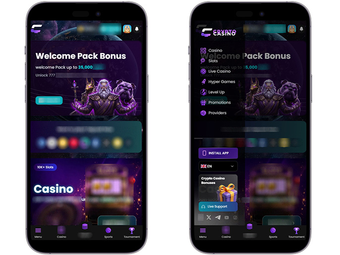 Интерфейс Casino Crypto