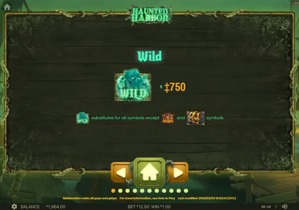 Haunted Harbor — правило символа Wild в справке игры
