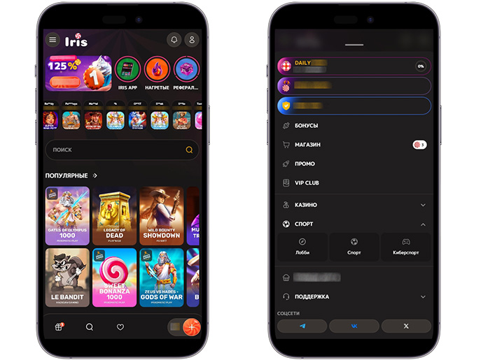 Интерфейс Iris Casino