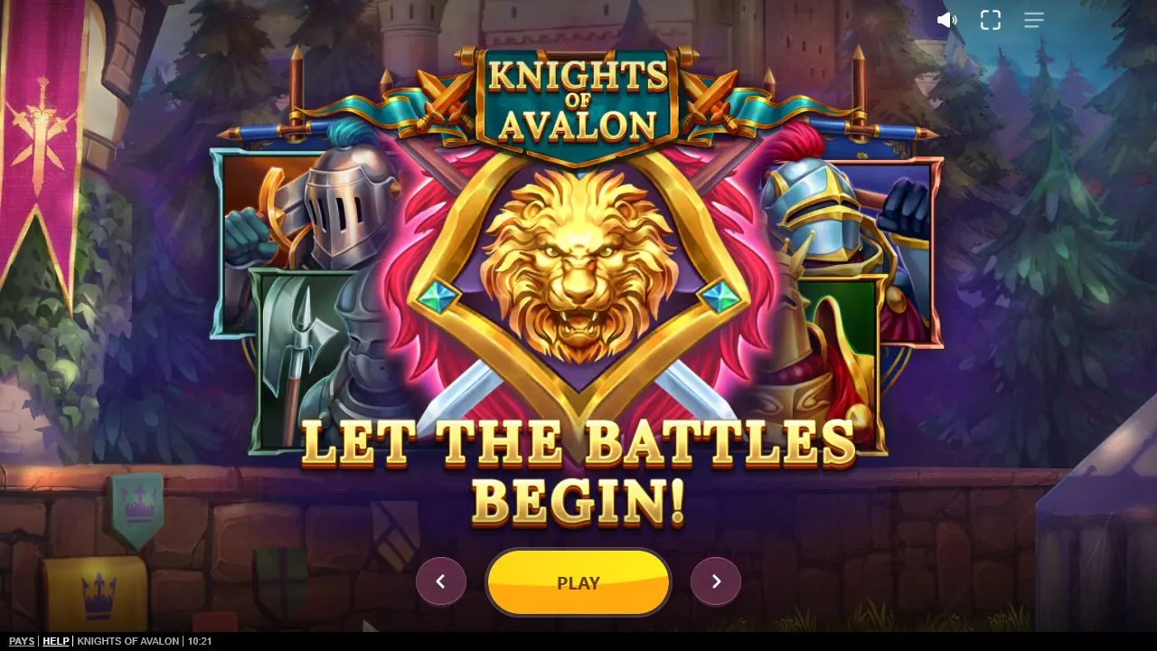 Стартовый экран бесплатного демо Knights Of Avalon от Red Tiger