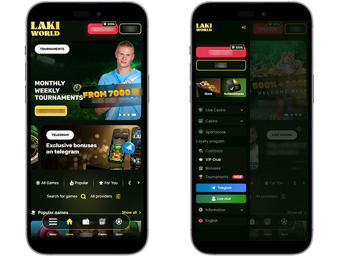 Интерфейс Laki World Casino