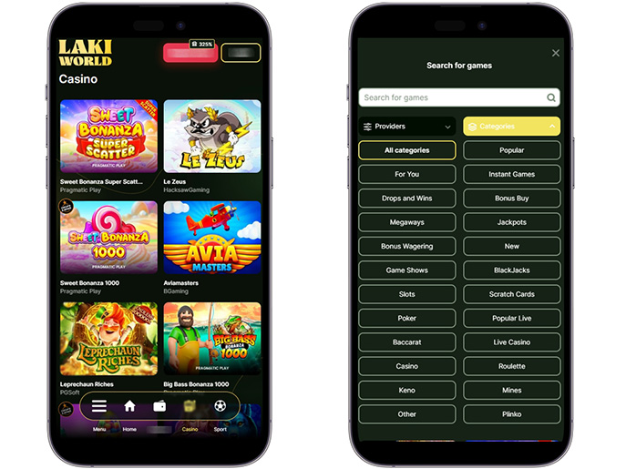 Игровой каталог Laki World Casino