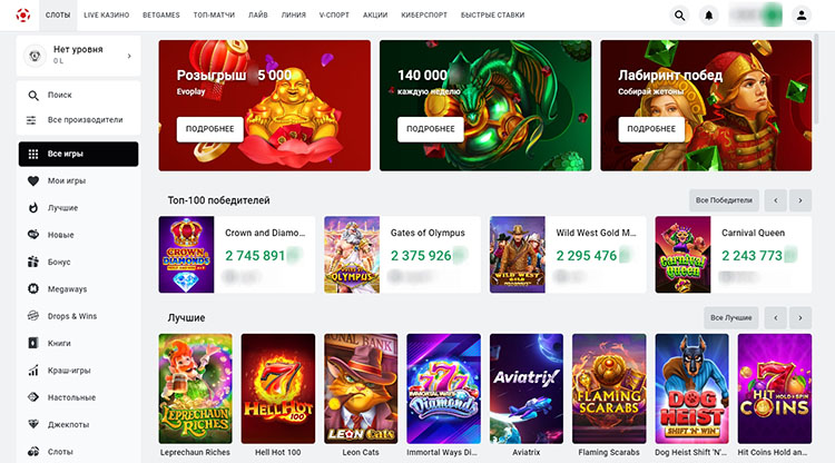 Игровой или мобильный раздел Leon Casino