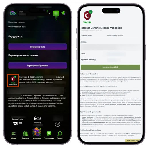 Интерфейс Luckmore