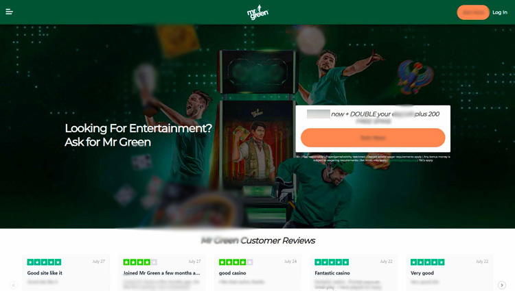 Интерфейс Mr Green