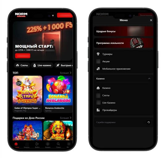 Интерфейс Norm Casino