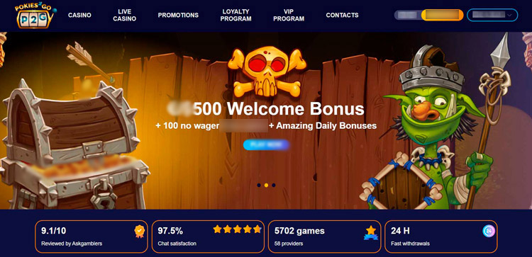 Интерфейс Pokies2go
