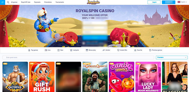 Интерфейс Royal Spin Сasino