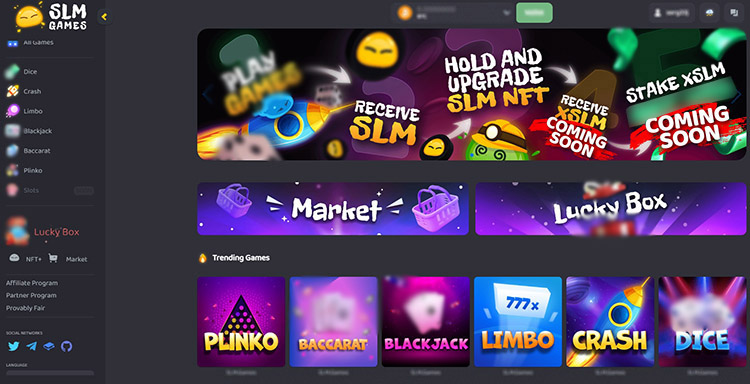 Интерфейс SLM Games