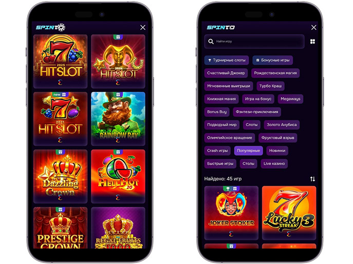 Игровой каталог Spinto Casino
