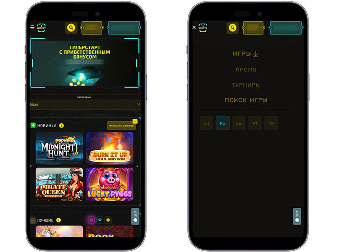 Интерфейс Winity Casino