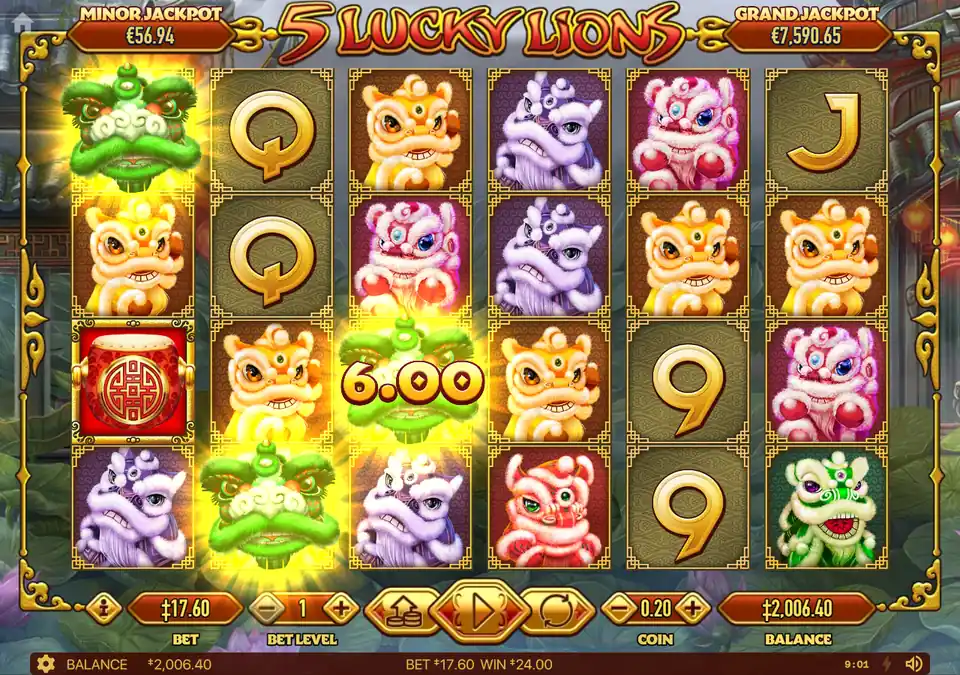5 Lucky Lions — тестовый Spin