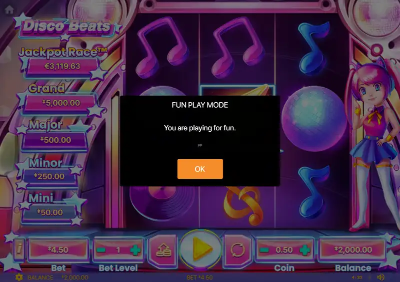 Disco Beats — окно FUN PLAY MODE