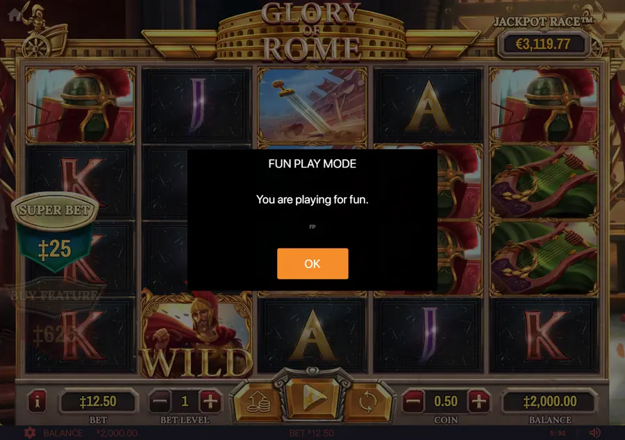 Glory Of Rome — окно FUN PLAY MODE