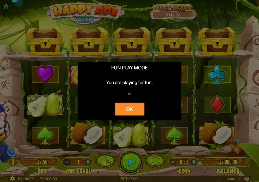 Happy Ape — окно FUN PLAY MODE