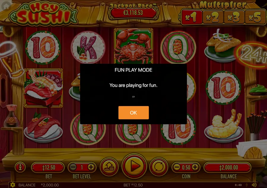 Hey Sushi — окно FUN PLAY MODE