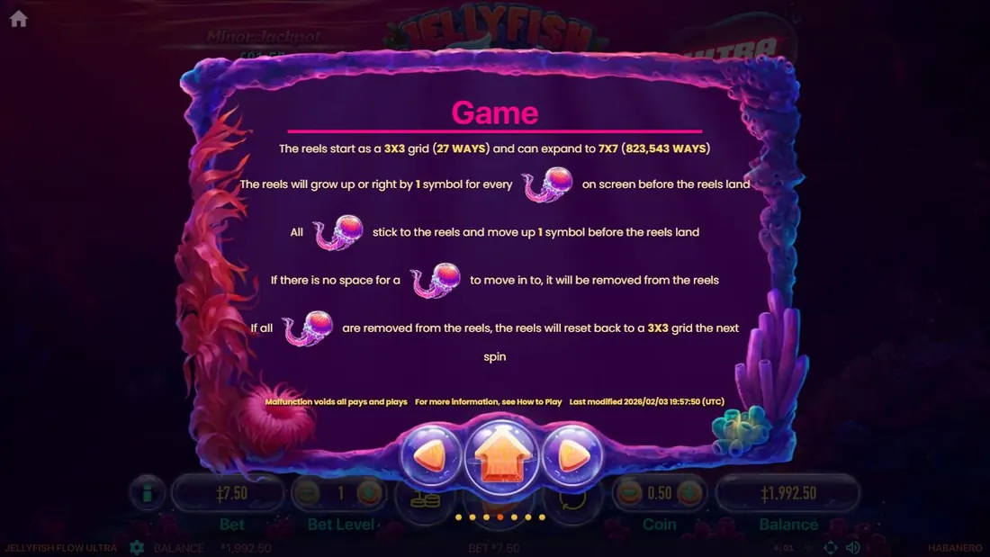 Jellyfish Flow Ultra — правілы росту поля і руху Wild