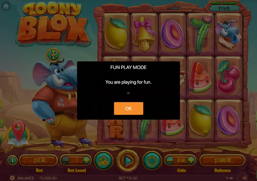 Loony Blox — окно FUN PLAY MODE