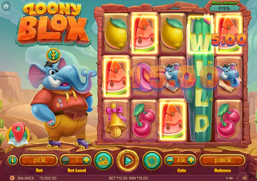 Loony Blox — результат тестового вращения