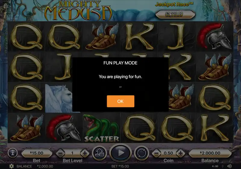 Mighty Medusa — окно FUN PLAY MODE