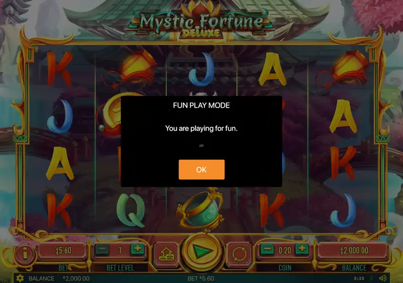 Mystic Fortune Deluxe — окно FUN PLAY MODE