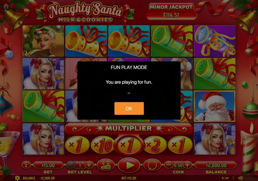 Naughty Santa — окно FUN PLAY MODE