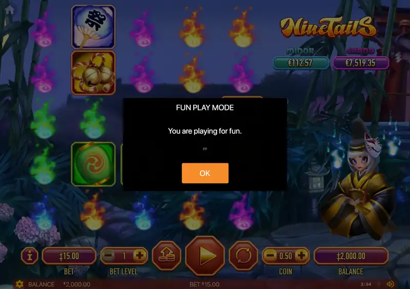 Nine Tails — окно FUN PLAY MODE Habanero
