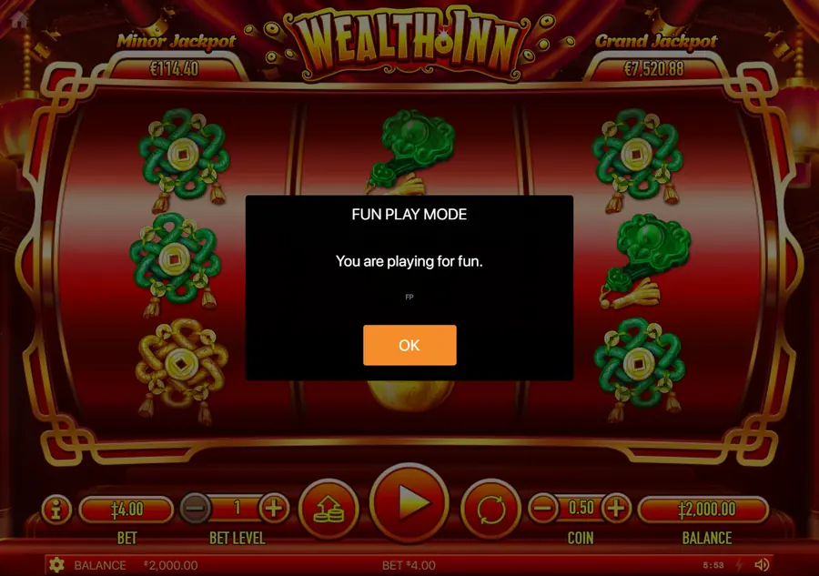 Wealth Inn — окно FUN PLAY MODE