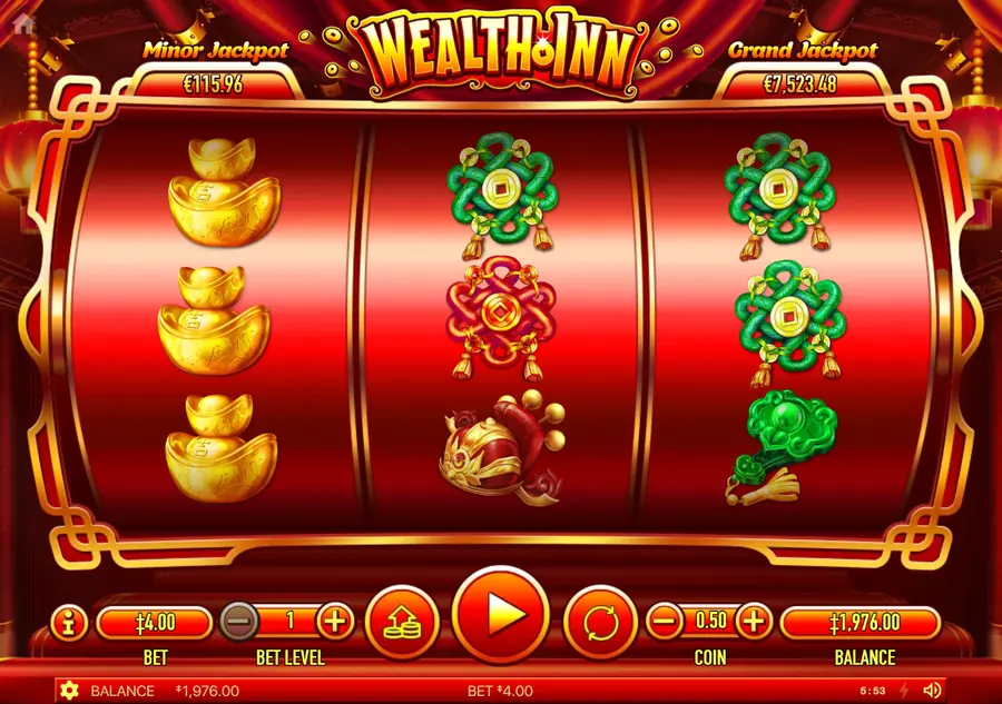 Wealth Inn — результат тестового вращения