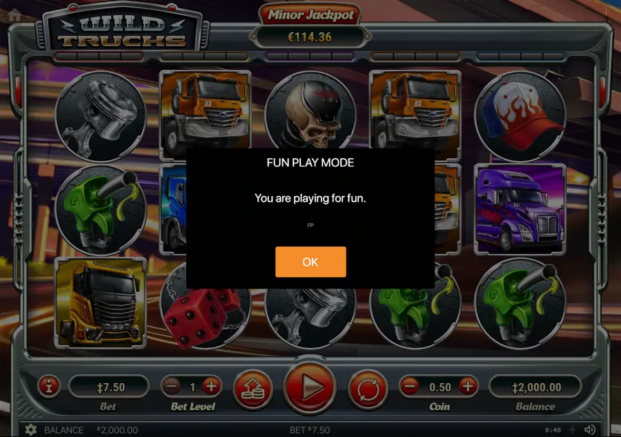Wild Trucks — окно FUN PLAY MODE